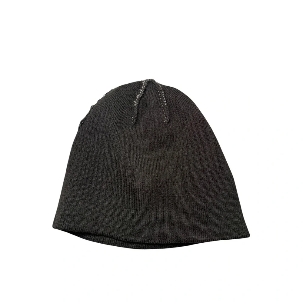 The North Face Beanie Hat Striped Green Black Embroidered Logo Skull Cap